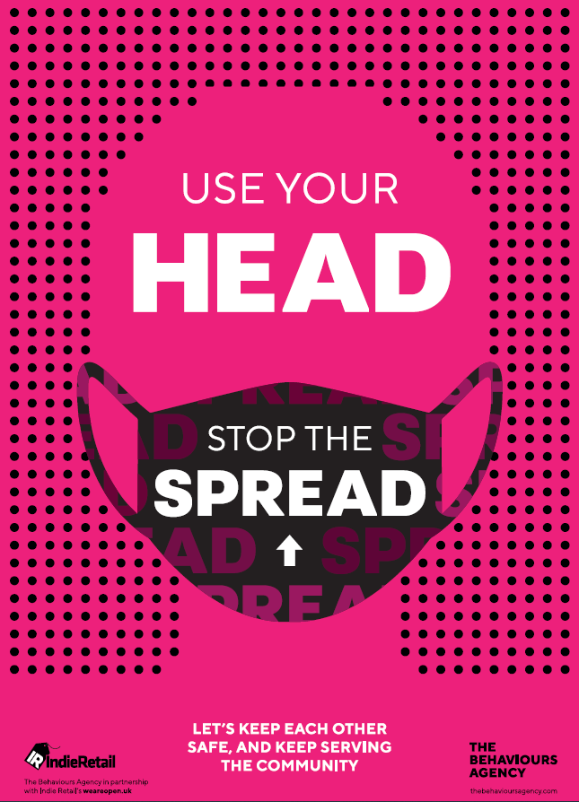 Covid-19 Behavioural-led Retail Posters - Use your head stop the spread