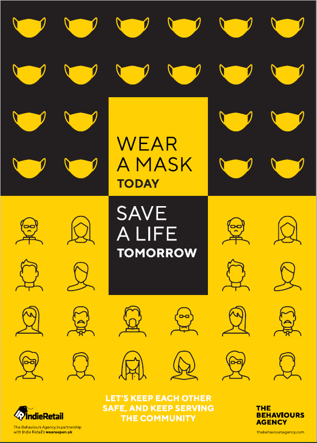 Covid-19 Behavioural-led Retail Posters - Wear a mask today save a life tomorrow