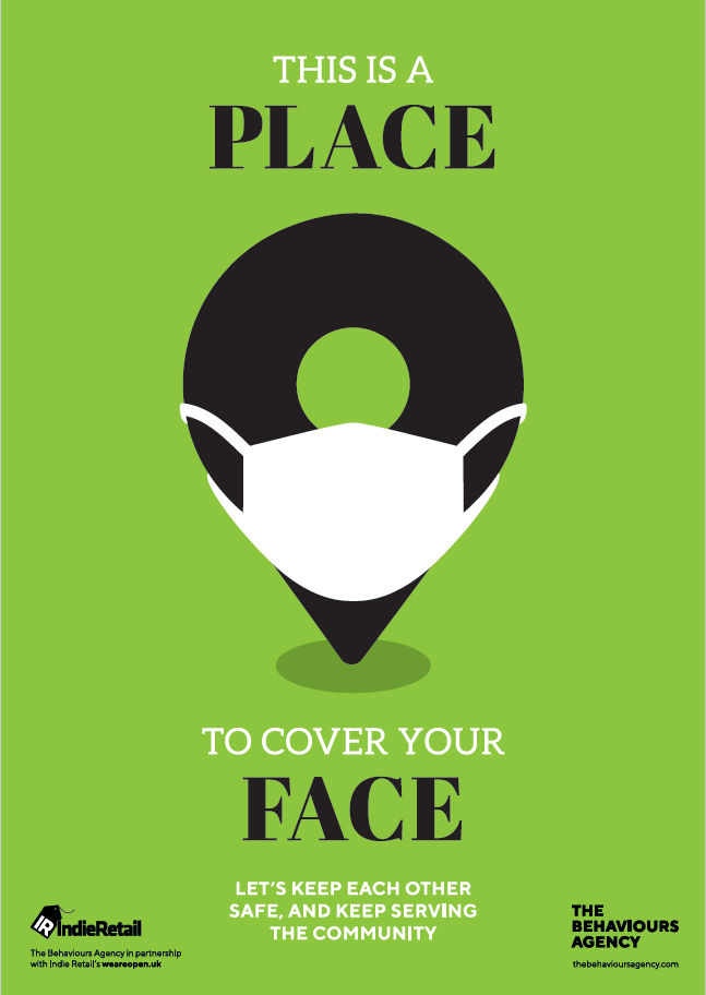 Covid-19 Behavioural-led Retail Posters - This is a place to cover your face