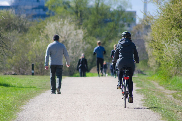 cycling in the park