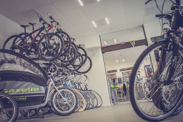 Bikes in showroom